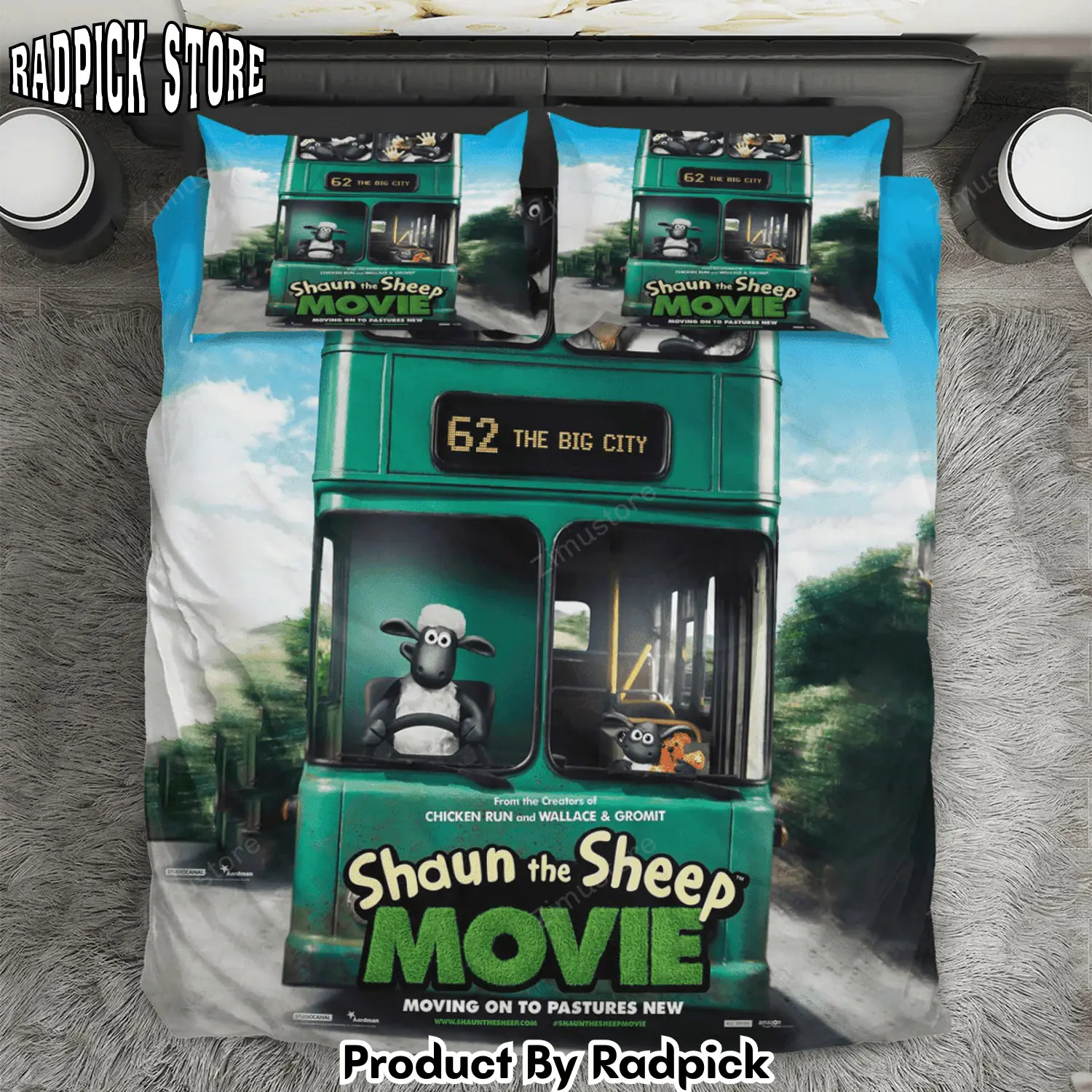Radpick shaun the sheep movie poster 3 3pcs 3pcs bedding set duvet cover and pillow cases gift for fan rp3272349